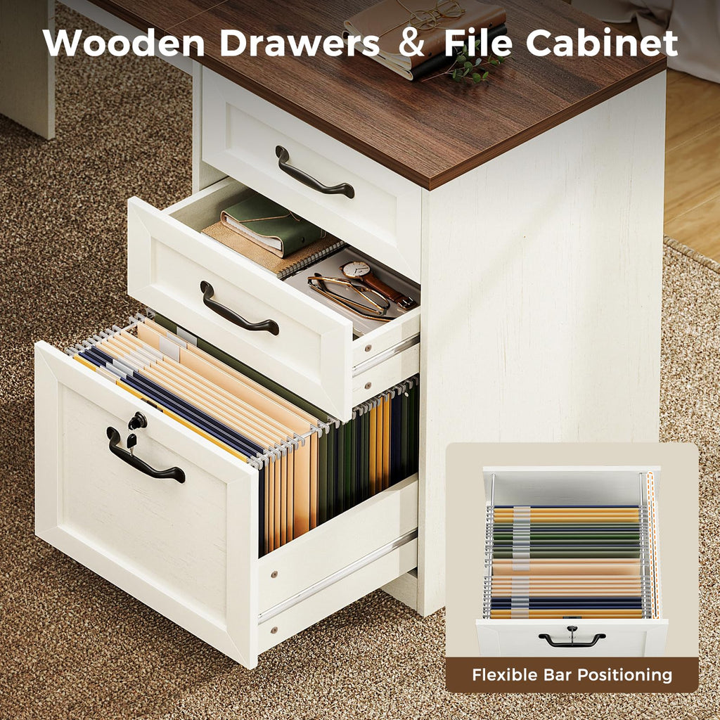 68 Inch L Shaped Executive Desk with Drawers N2963