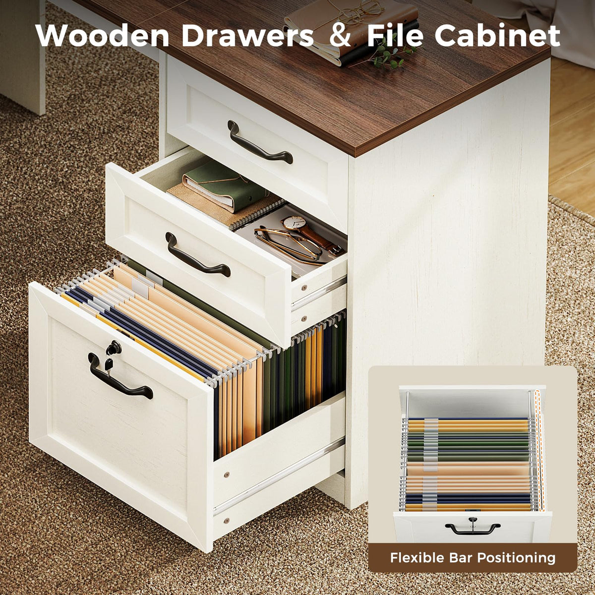 68 Inch L Shaped Executive Desk with Drawers N2963