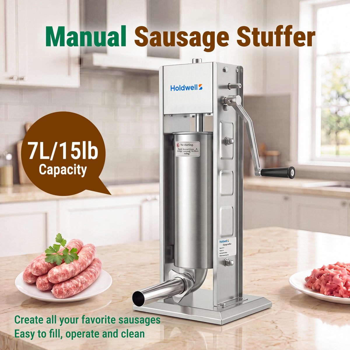 7L Stainless Steel Vertical Sausage Stuffer U9695