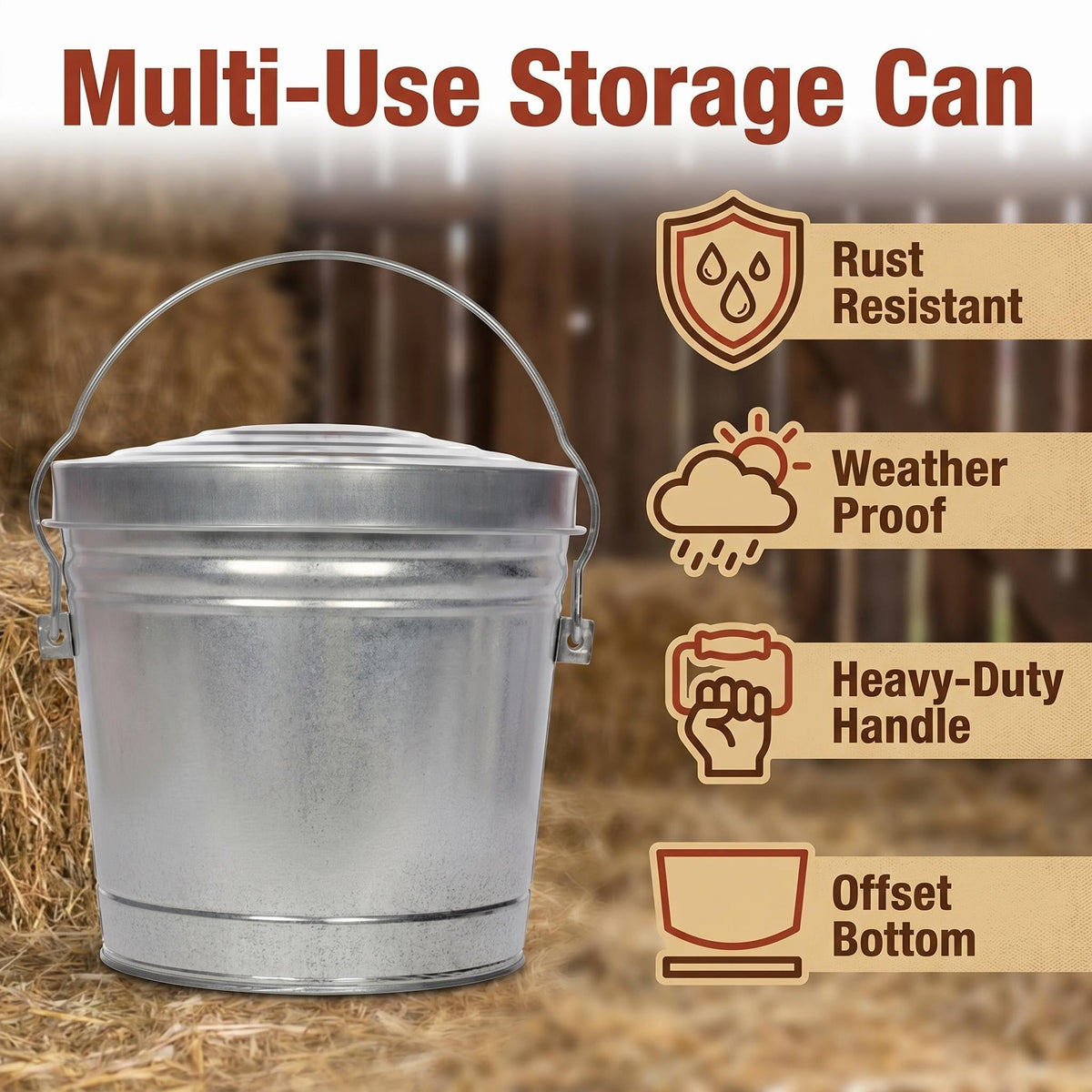 6 Gallon Galvanized Steel Locking Lid Storage Can G383