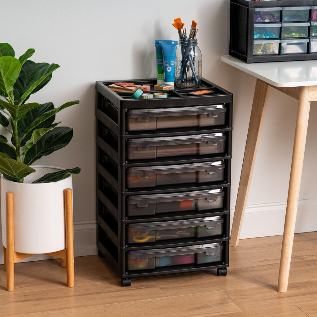 Rolling Cart with Drawers 6-Tier Black/Gray T6696