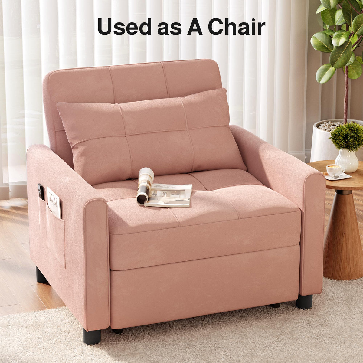 Pink Convertible Sleeper Chair Sofa Bed I71156