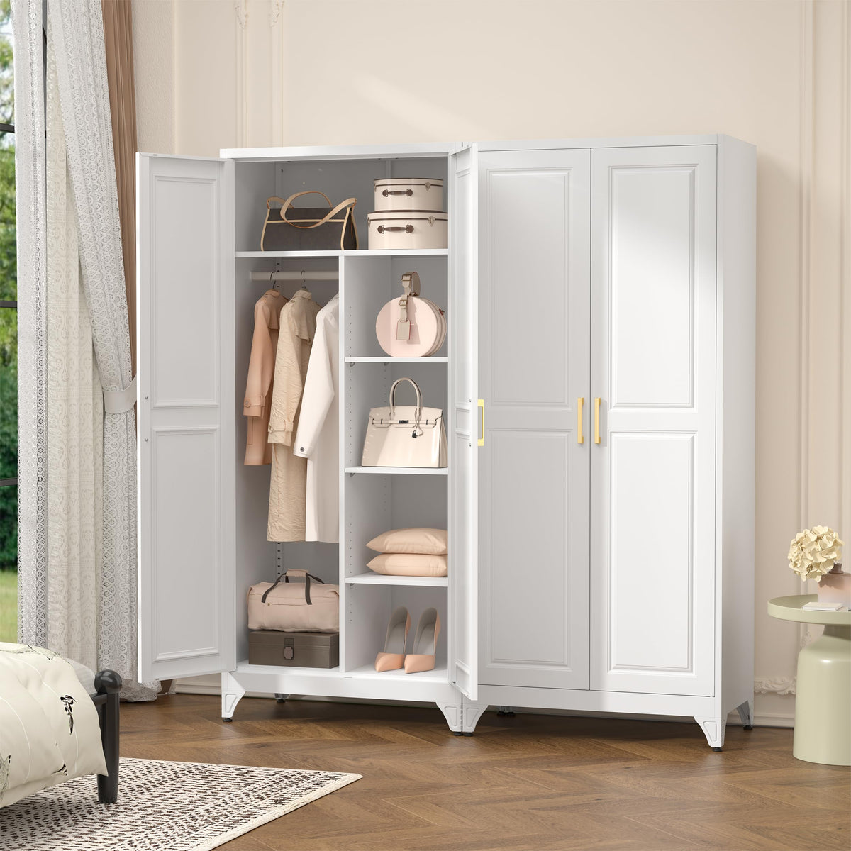 Metal Armoire Wardrobe Closet with 2 Doors Z275