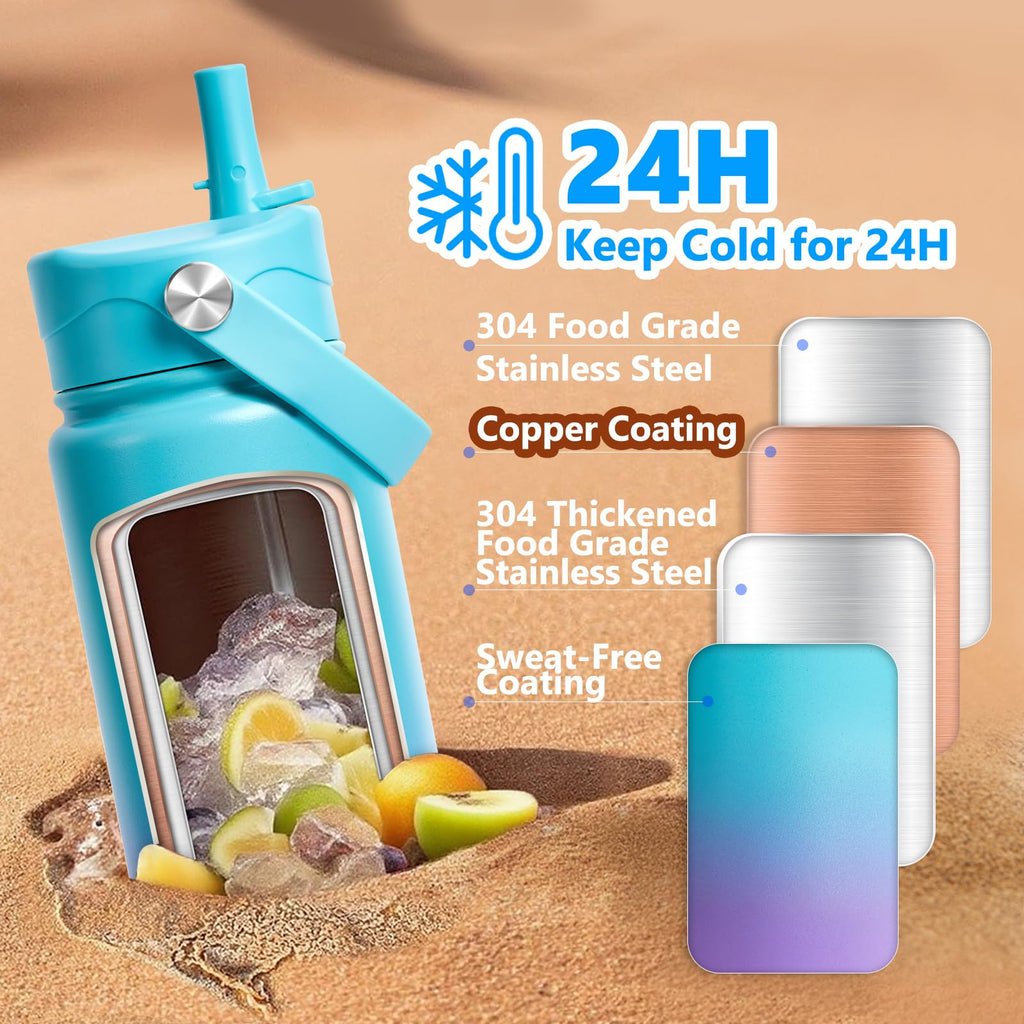 Insulated Water Bottle with Lid & Boot & Stickers, 24 oz N698699