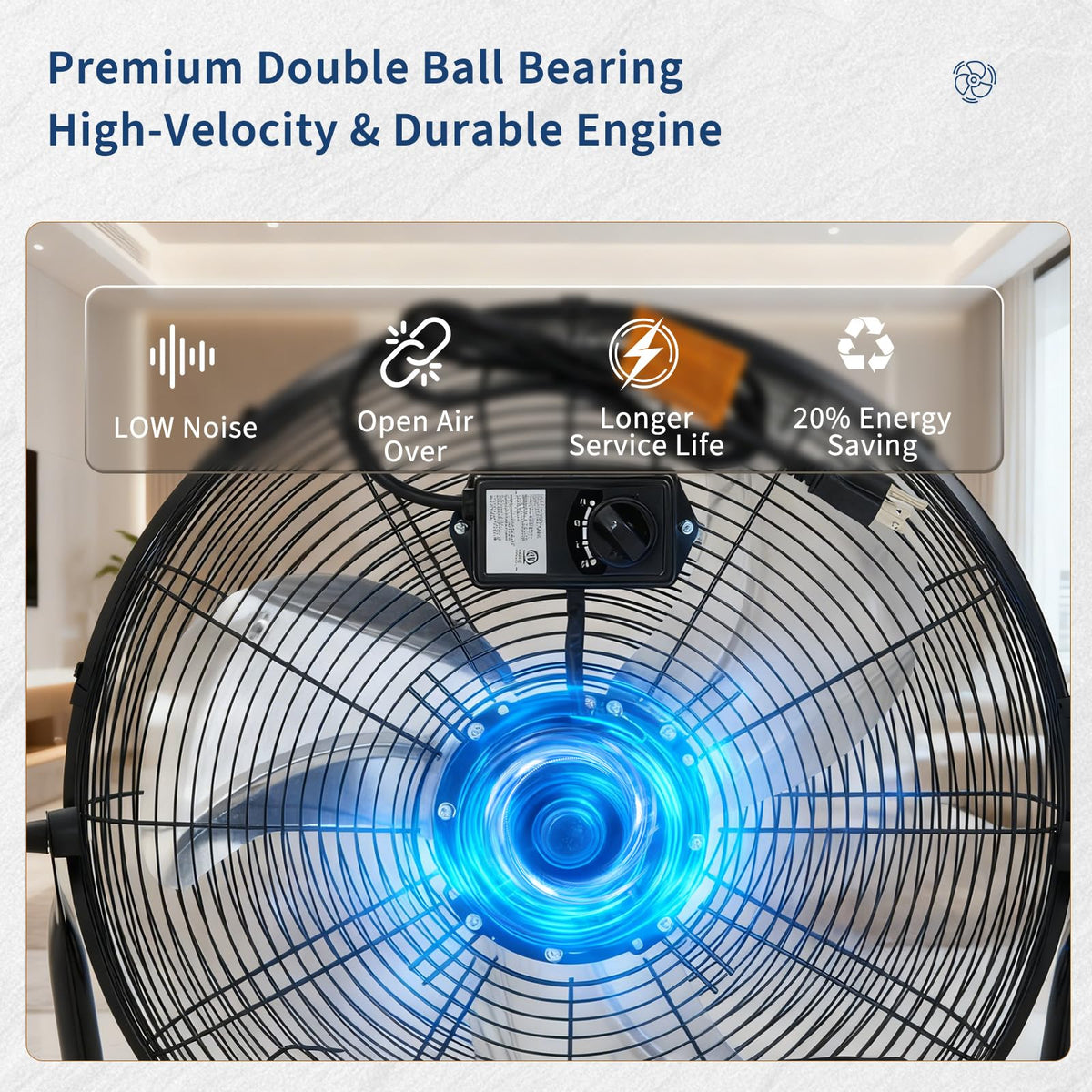 20 Inch High Velocity 3 Speeds Portable Floor Fan H656719
