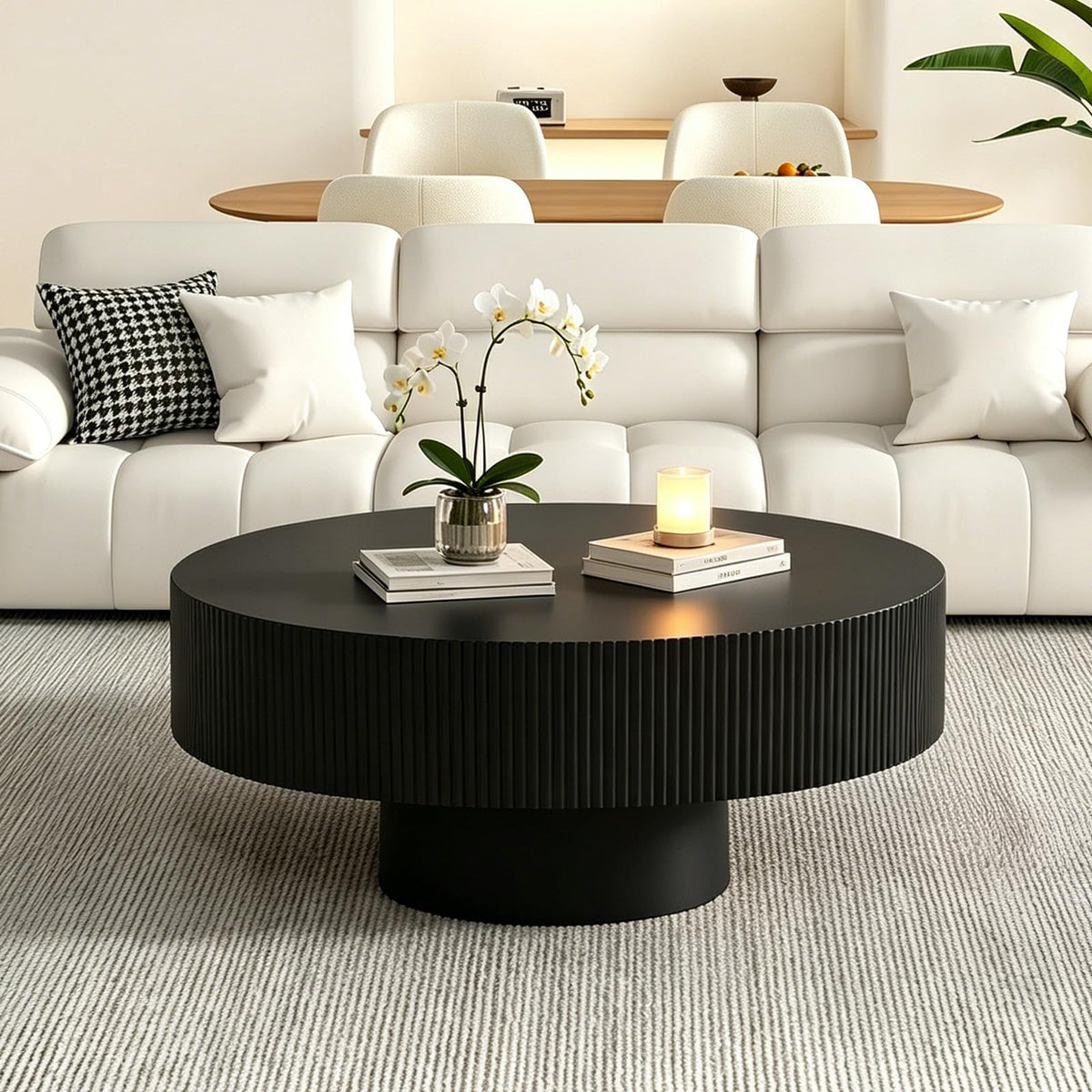 Black Round Pedestal Coffee Table V210