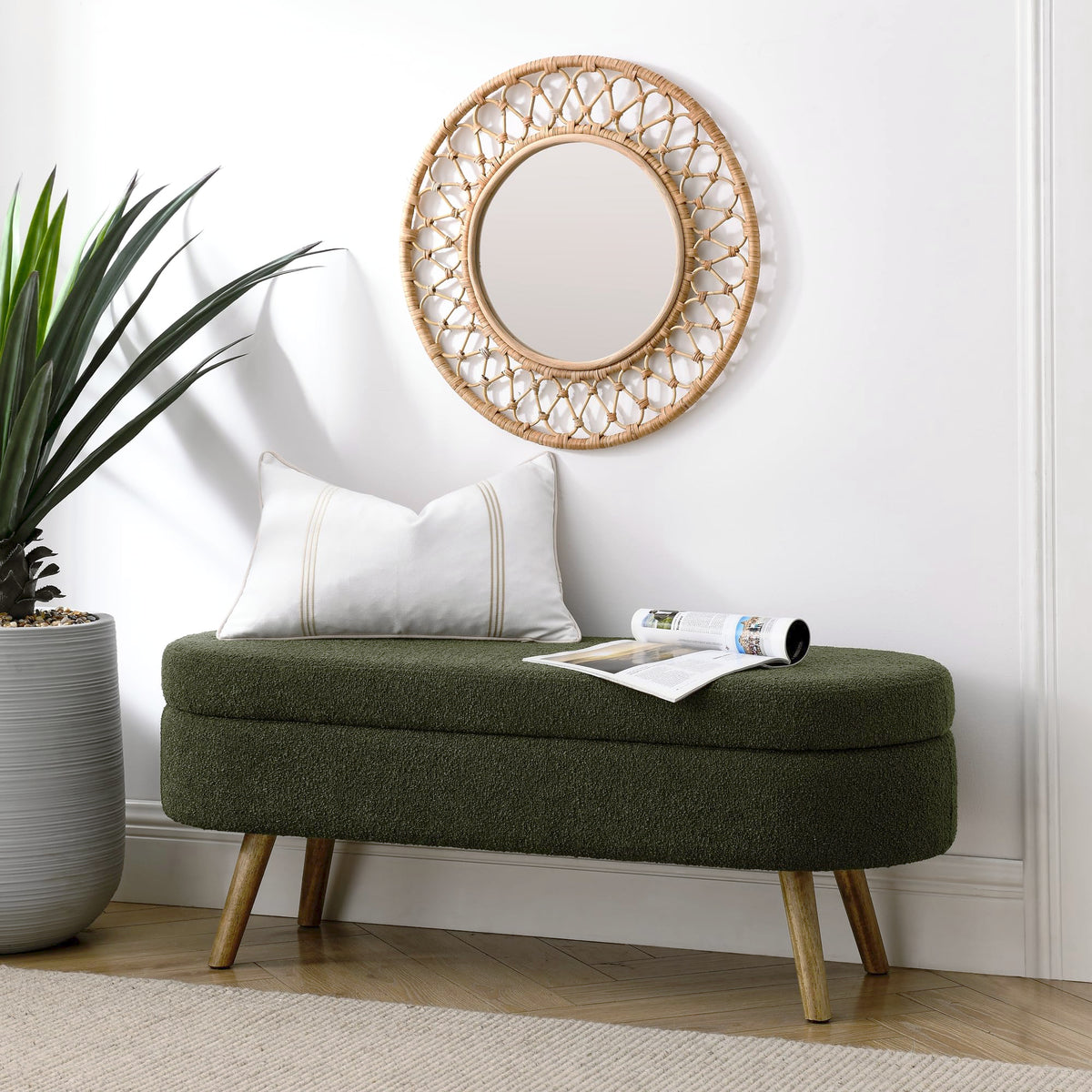 Oval Storage Bench with Rubber Wood Legs Z26026