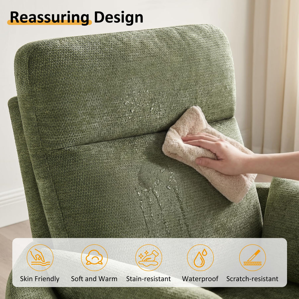 Oversized 360° Swivel Glider Recliner Chair with 2 Pillows and Footrest N132