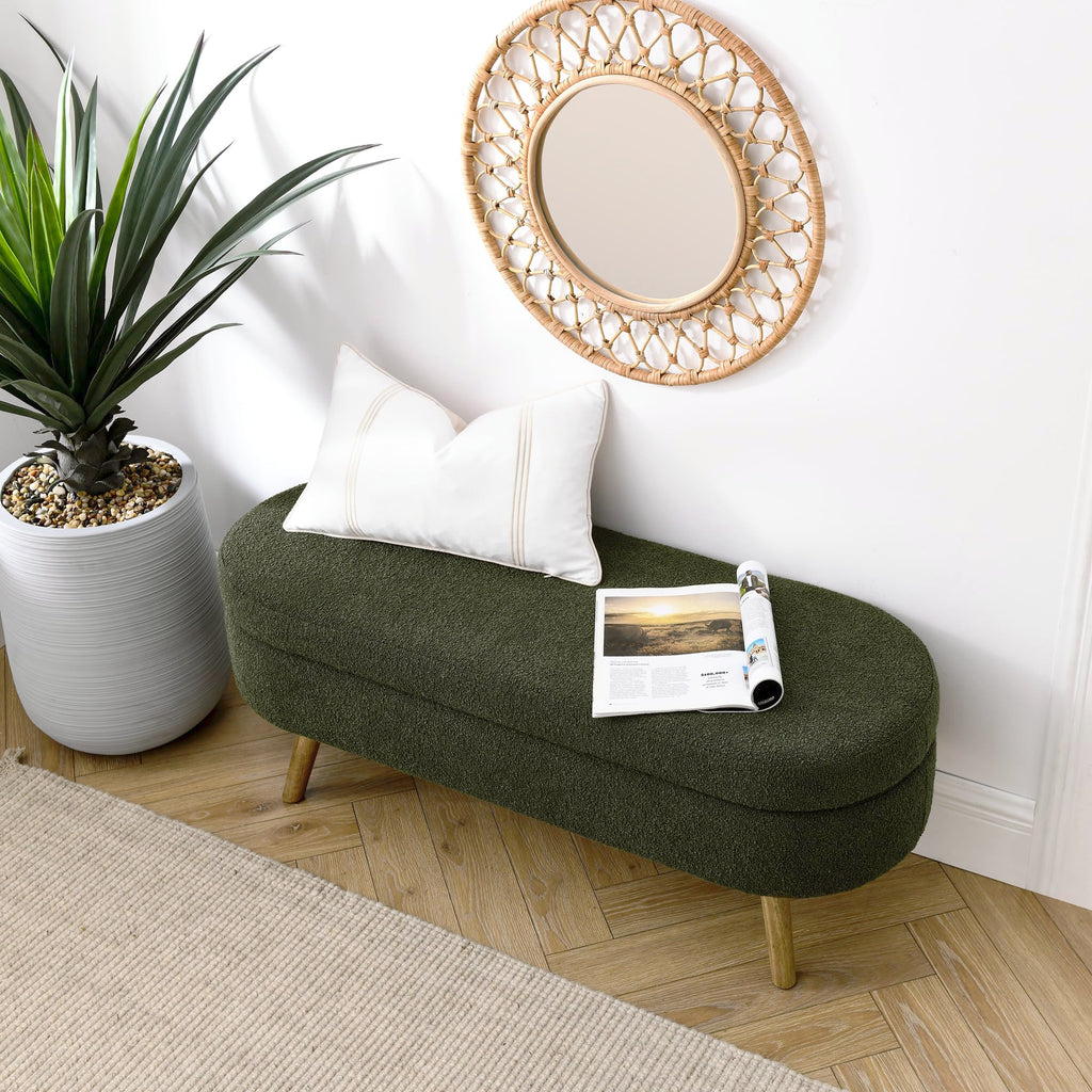 Oval Storage Bench with Rubber Wood Legs Z26026