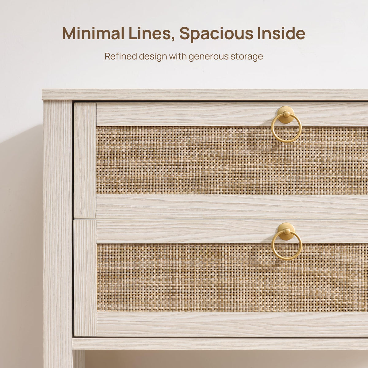 White Rattan Nightstand with 2 Drawers W12881