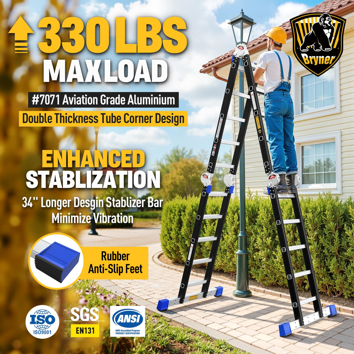 Aluminium 7 in 1 Extension Ladder 19.6Ft 330lbs K804352
