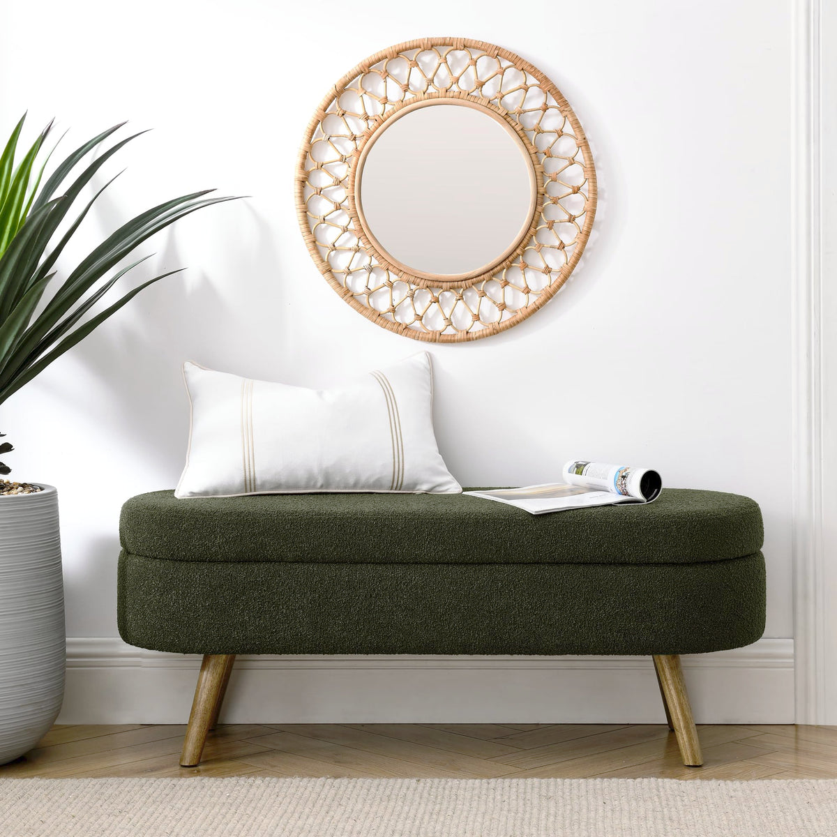 Oval Storage Bench with Rubber Wood Legs Z26026